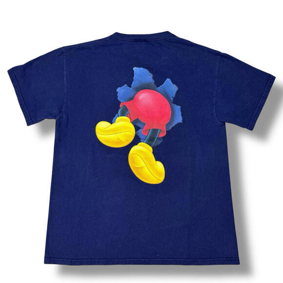 VTG Disney Mickey Mouse T-Shirt Double-Sided Graphic Navy Florida Theme Park L - Picture 3 of 8